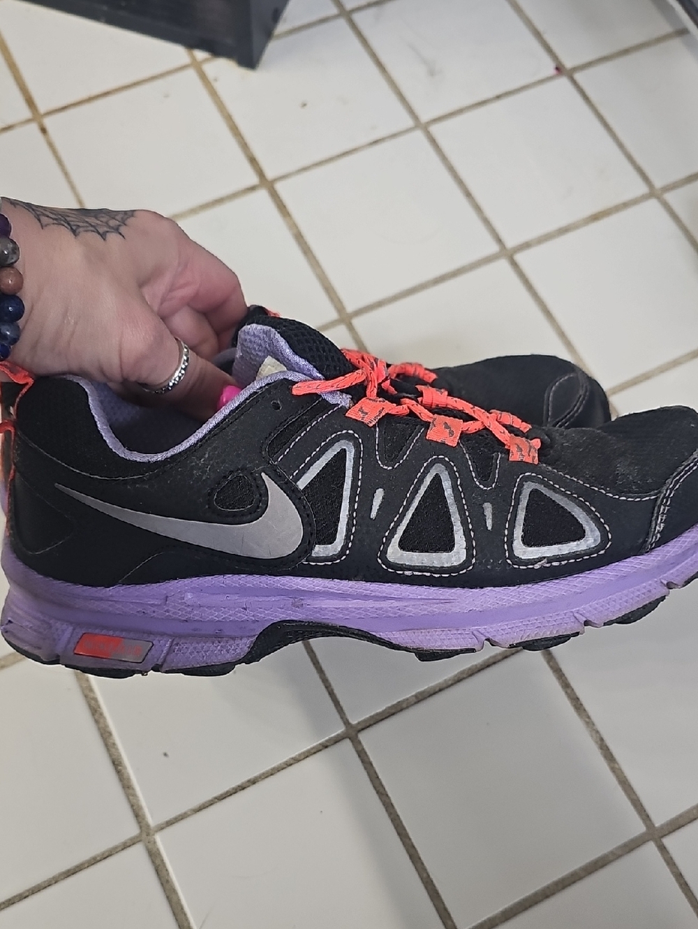 Nike Black & Purple Trainers with Coral Laces